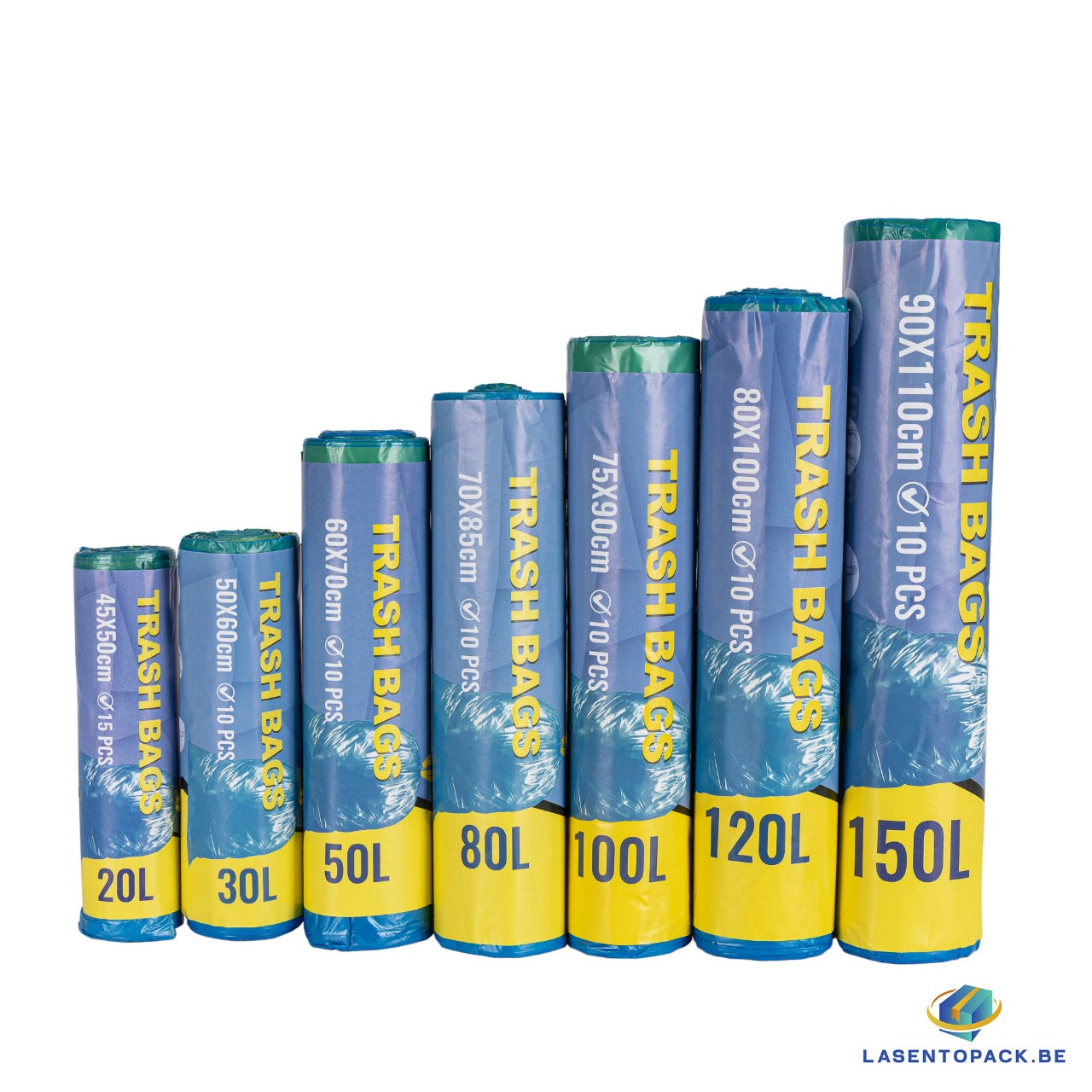 50x Blauwe Afvalzakken 50L – 60x70 cm - 10 Stuks op Rol