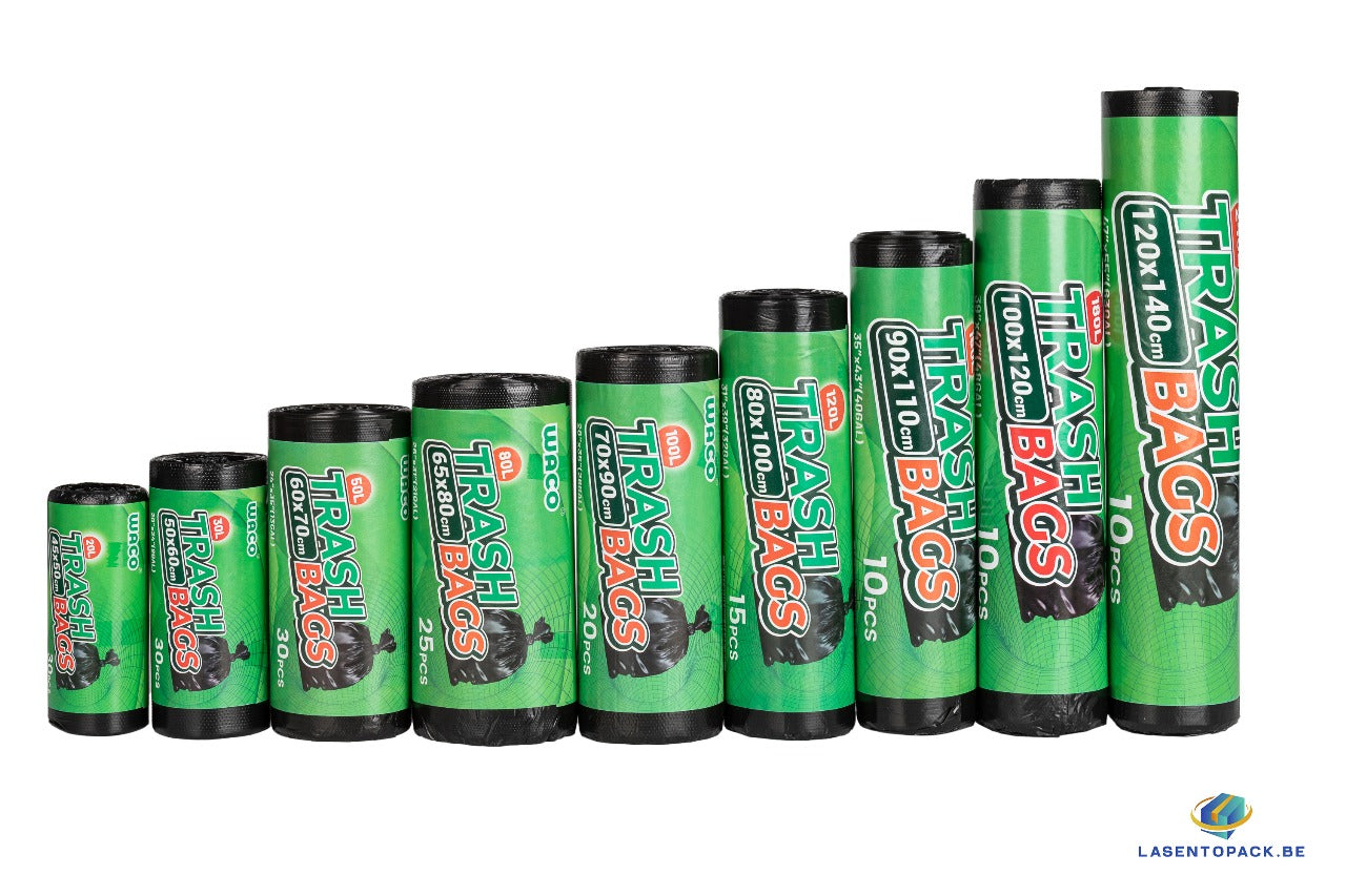 150x Zwarte Afvalzakken 20L – 45x50 cm – 30 Stuks op Rol