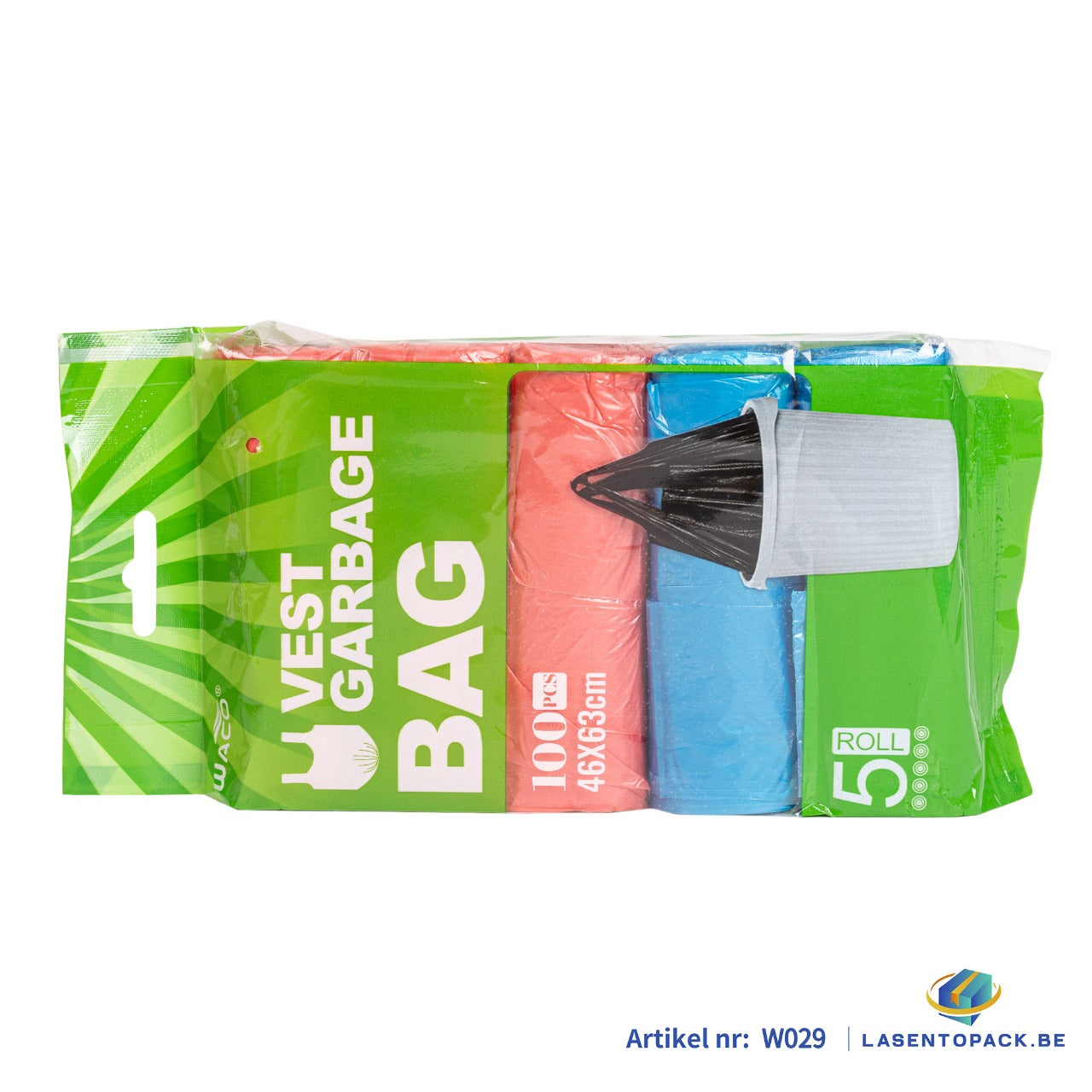 500x Afvalzakken met handvat 46x63 cm - 30L