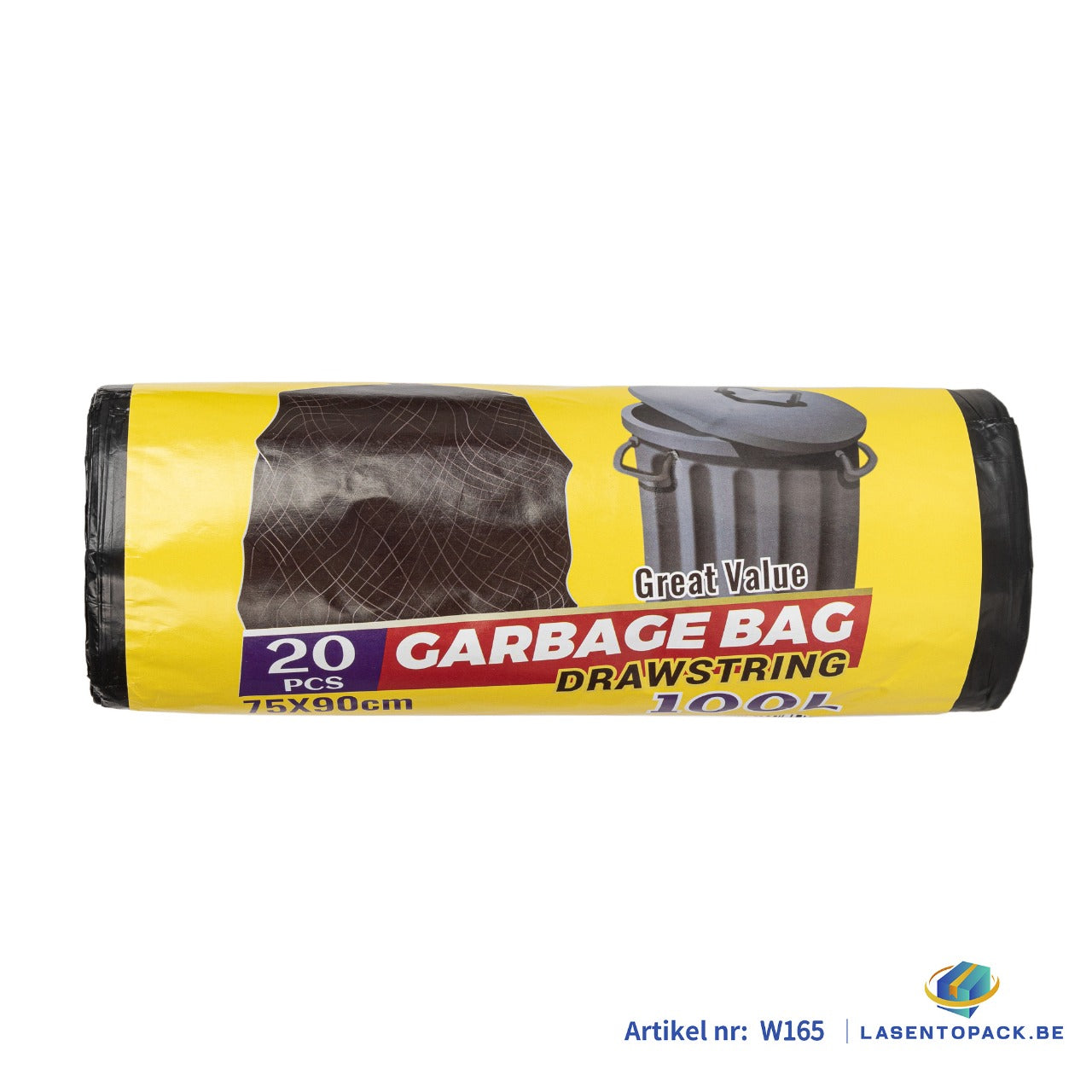 100x Zwarte Afvalzakken 50L – 60x70 cm – 20 Stuks per Rol – LDPE – Met Treksluiting