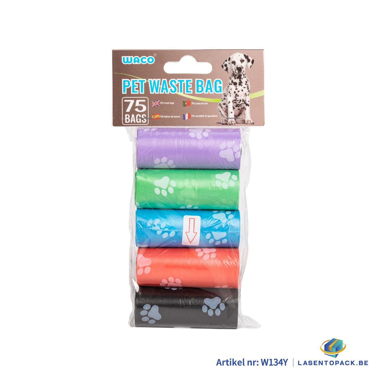 300x Pet Waste Bags – 30 x 22 cm – ca. 2,5 liter – HDPE – 5 Kleuren (Zwart, Rood, Blauw, Groen, Paars)