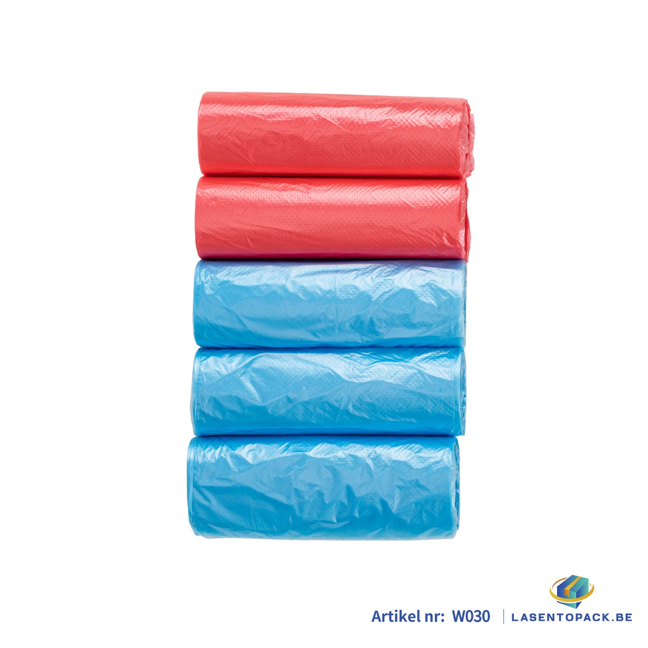 500x Afvalzakken 45x50 cm – Rood &amp; Blauw – HDPE –  25 liter