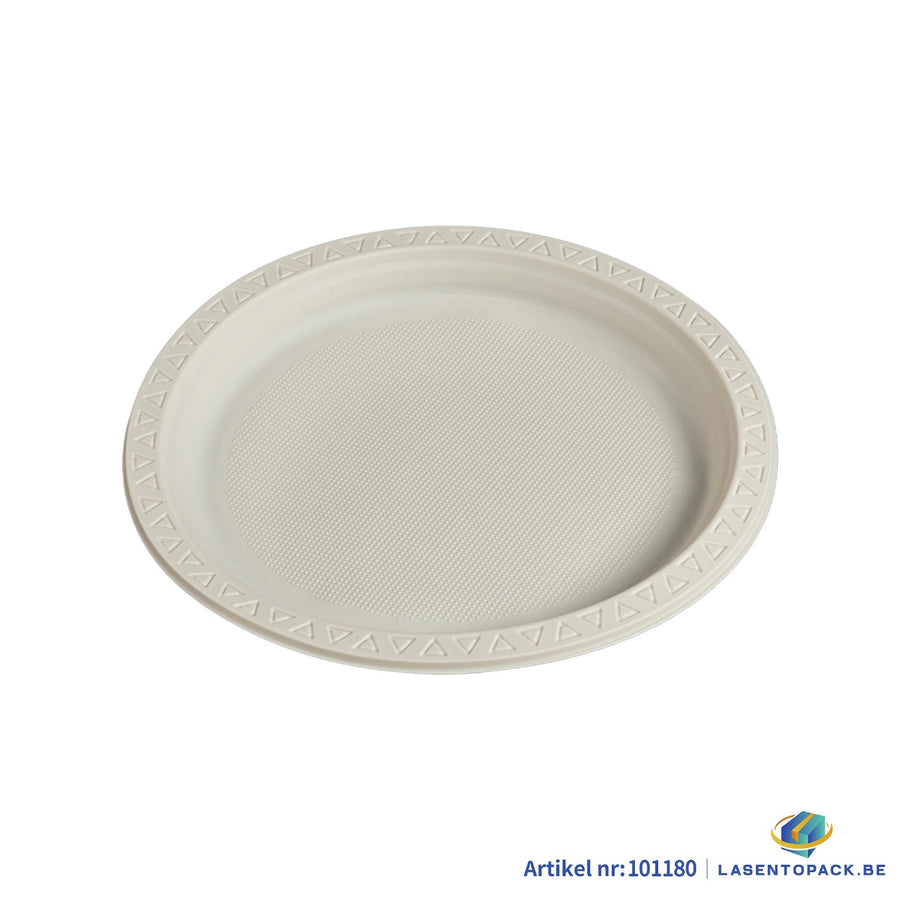 250x Herbruikbaar Bord Ø23 cm – PP &amp; Mais – 9 inch – 2,5 cm hoog