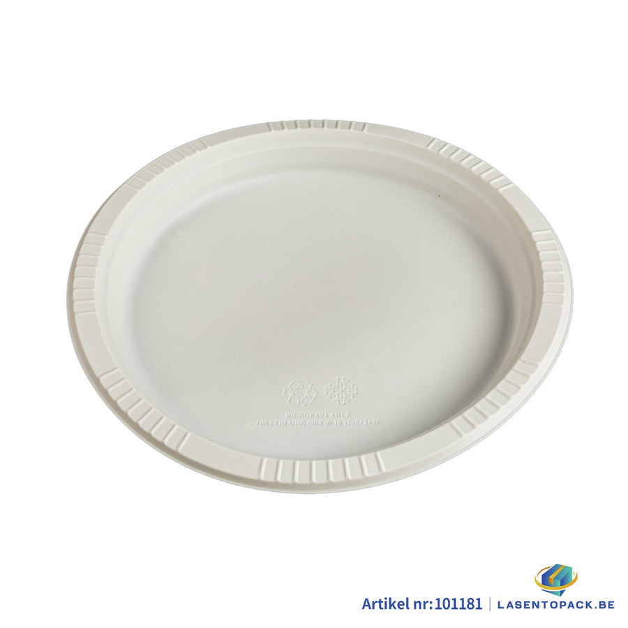 250x Herbruikbaar Bord Ø25,5 cm – PP &amp; Mais – 10 inch – 2,5 cm hoog