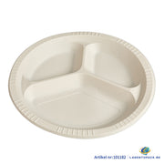 250x Herbruikbaar Bord met 3 Vakken – Ø25,5 cm – PP & Mais – 10 inch – 2,5 cm hoog