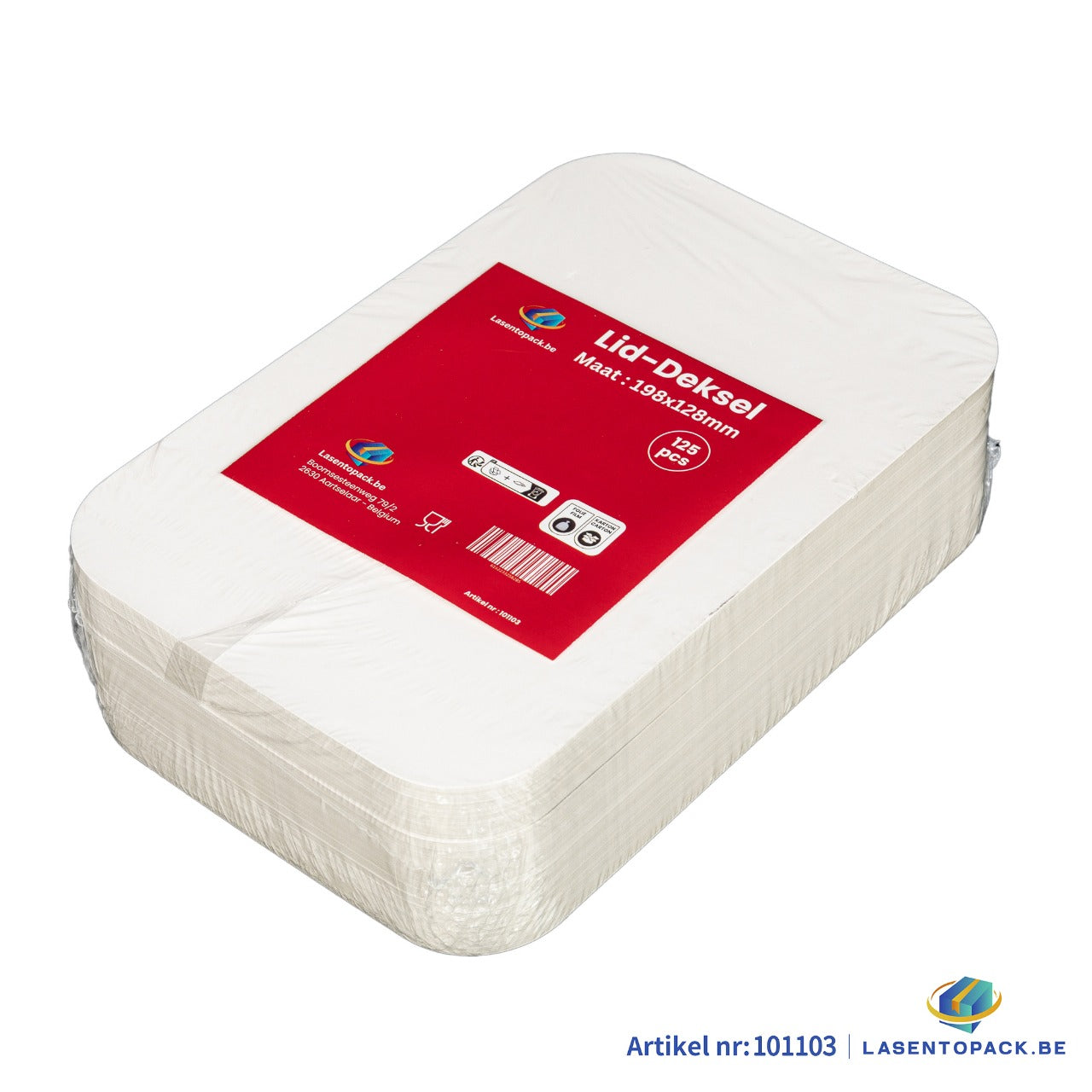 125x Deksel voor Aluminium Bak 850 ml  198 x 128 mm