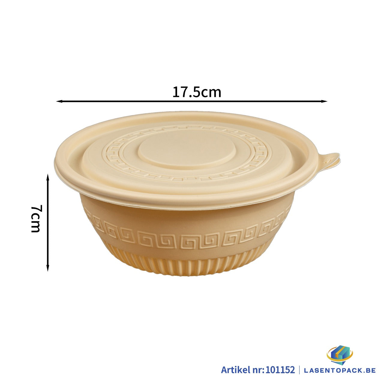 200x Maaltijdbowl 800ml met Deksel Ø 17,5 cm Gemaakt van PP & Maïs