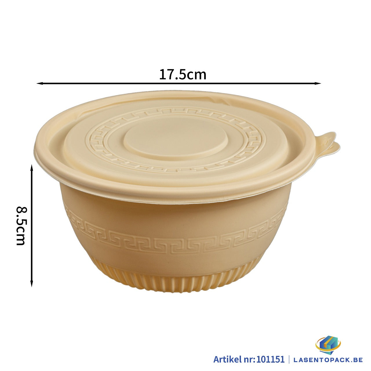 200x Maaltijdbowl 1000ml met Deksel Ø 17,5 cm Gemaakt van PP & Maïs