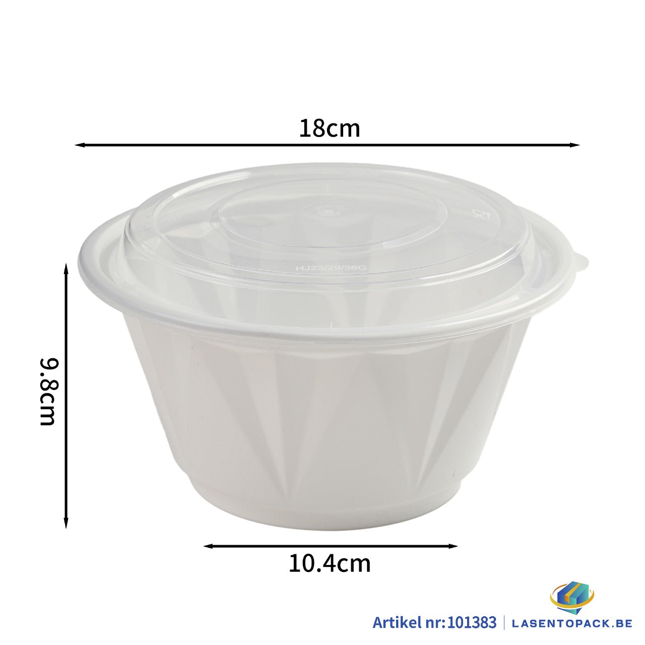 150x Asian Soep / Poke Bowl met deksel 1250 ml Wit PP (set)