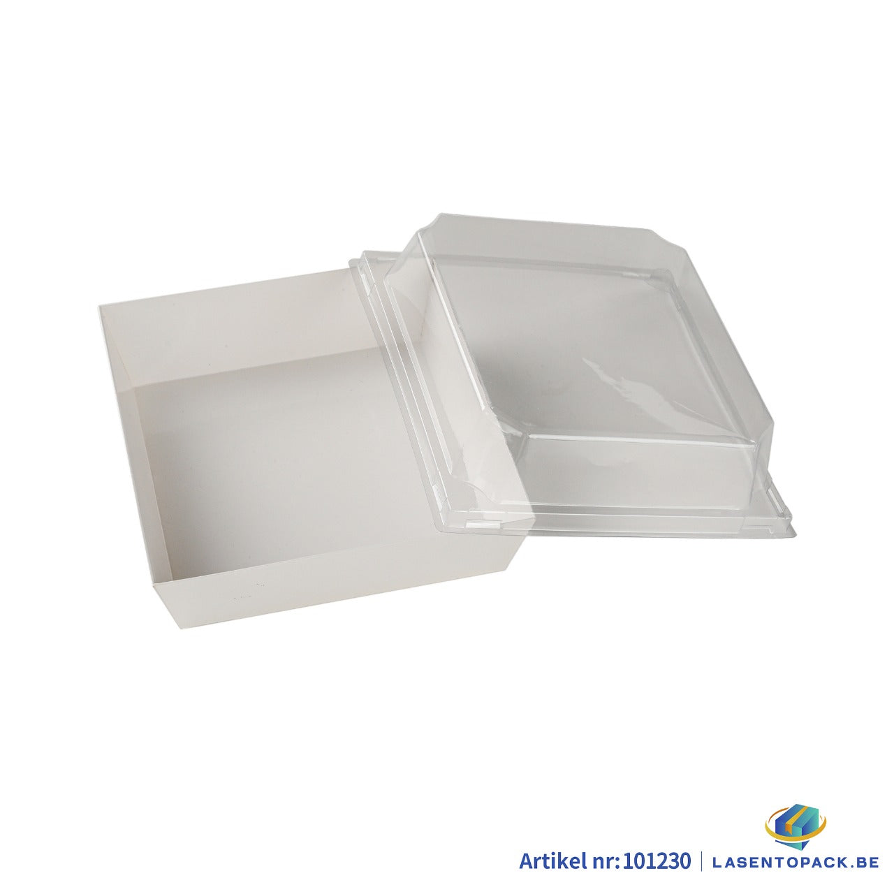 100x Taartdoos met Doorzichtige Deksel – 13,5 x 12,5 x 6,5 cm