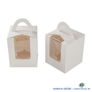 Taartdoos voor 1 Cupcake met Venster en Handvat – 9,2 x 9,2 x 11 cm
