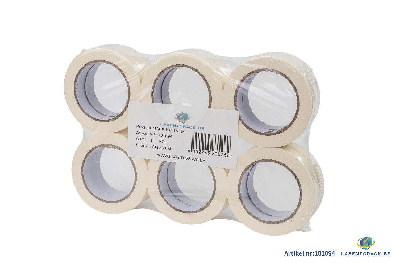 Set van 6 rollen schilders afplaktape 24 mm x 40 meter in verpakking