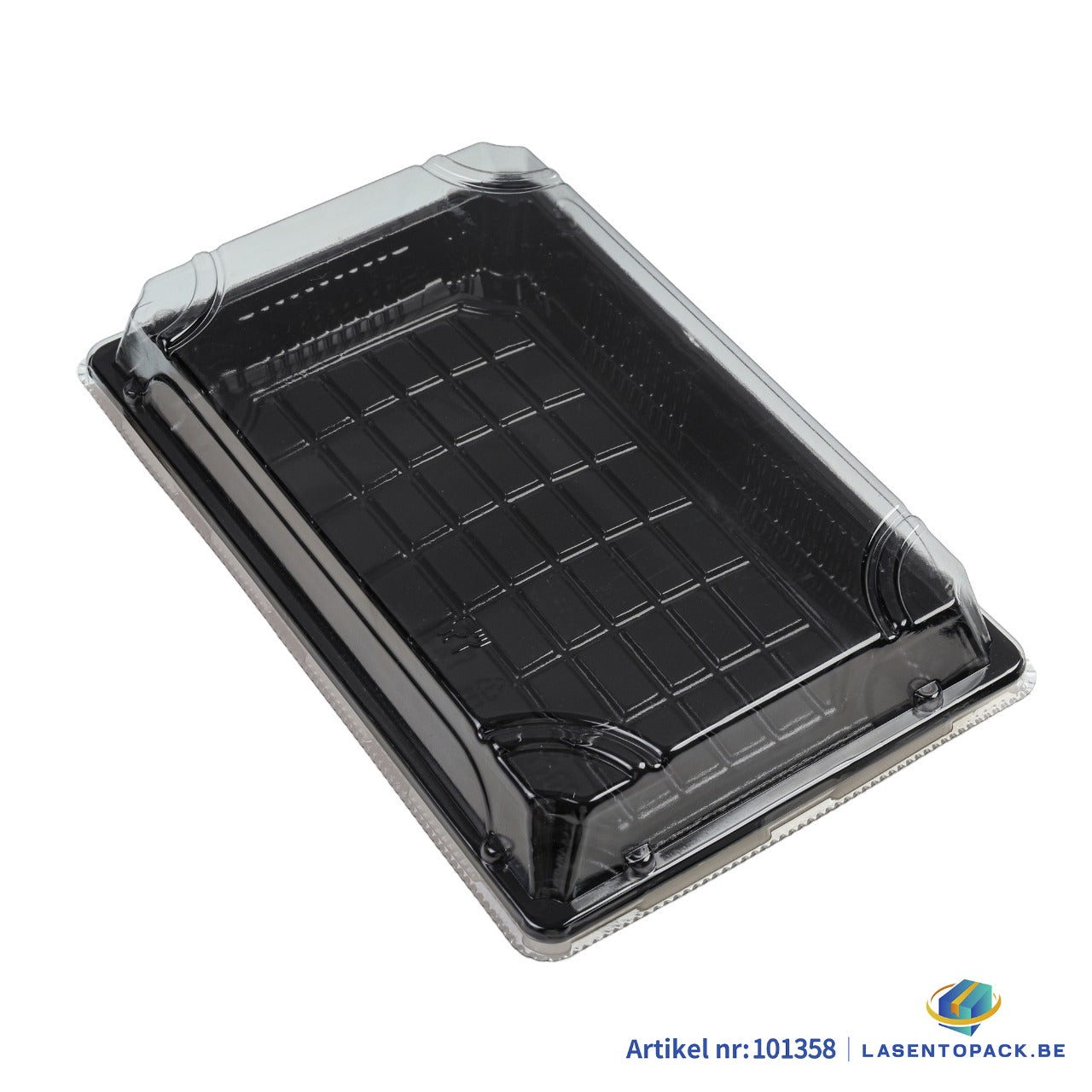 400x Sushi Tray + Deksel 240x150x20mm – Zwart