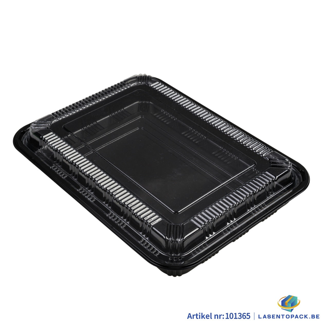 200x Sushi Tray + Deksel 300x224x35mm – Zwart