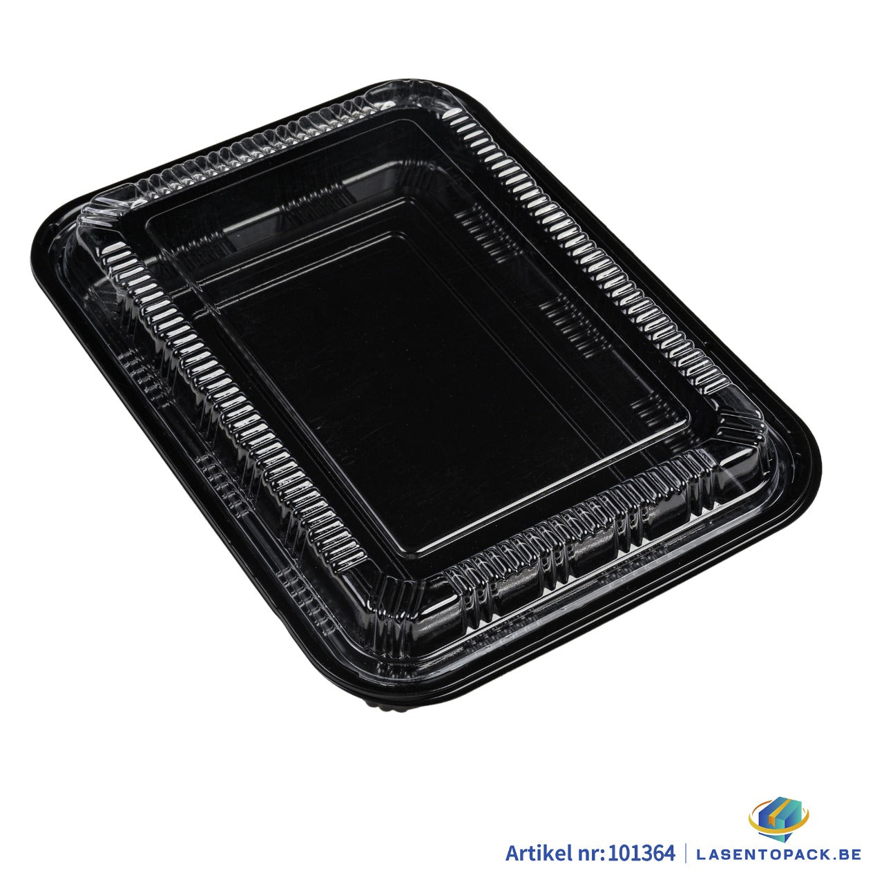 200x Sushi Tray + Deksel 268x200x34mm – Zwart