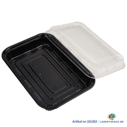 300x Sushi Tray + Deksel 233x163x34mm – Zwart