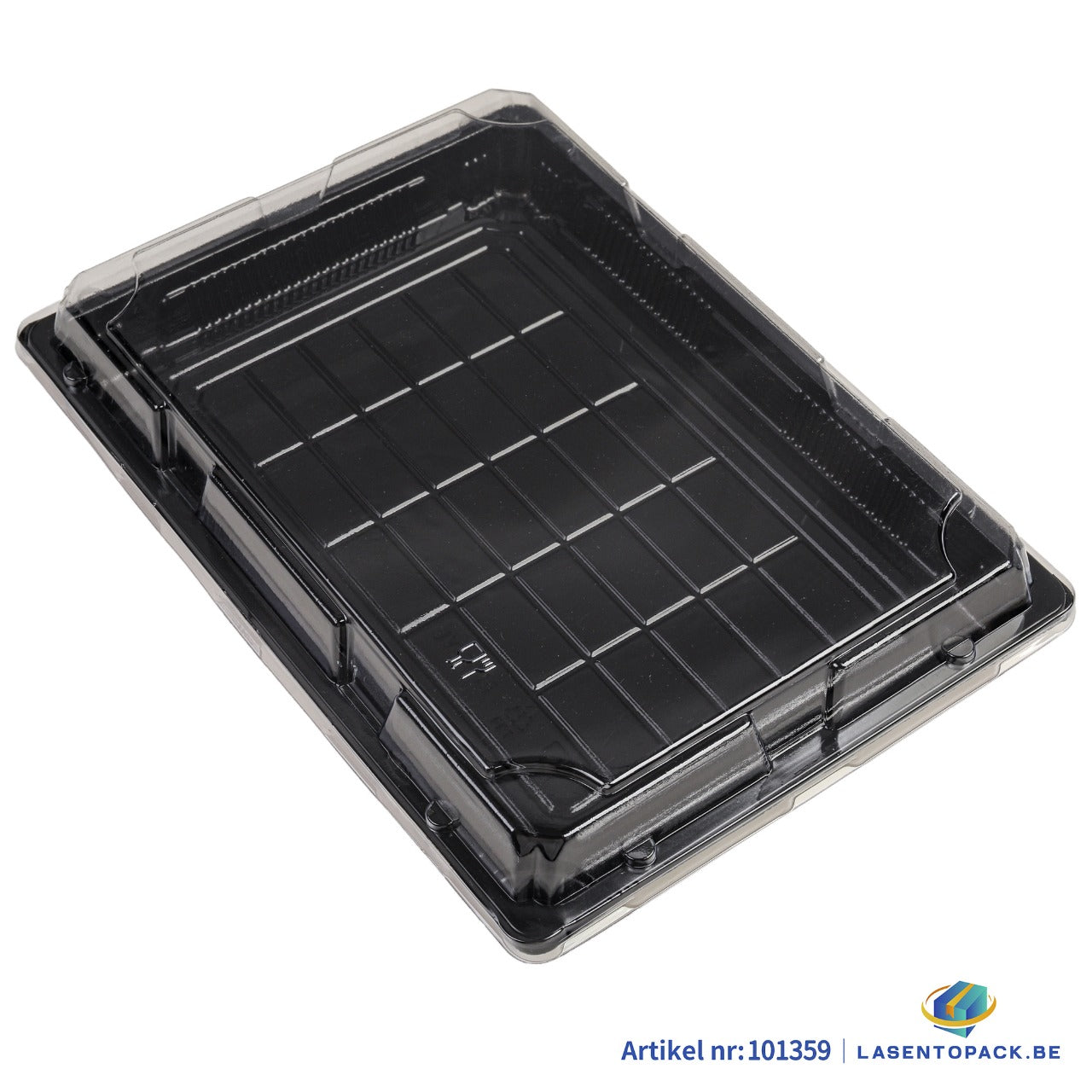 200x Sushi Tray + Deksel 255x155x20mm – Zwart