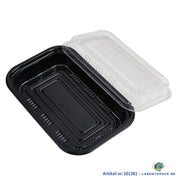 400x Sushi Tray + Deksel 205x133x34mm – Zwart