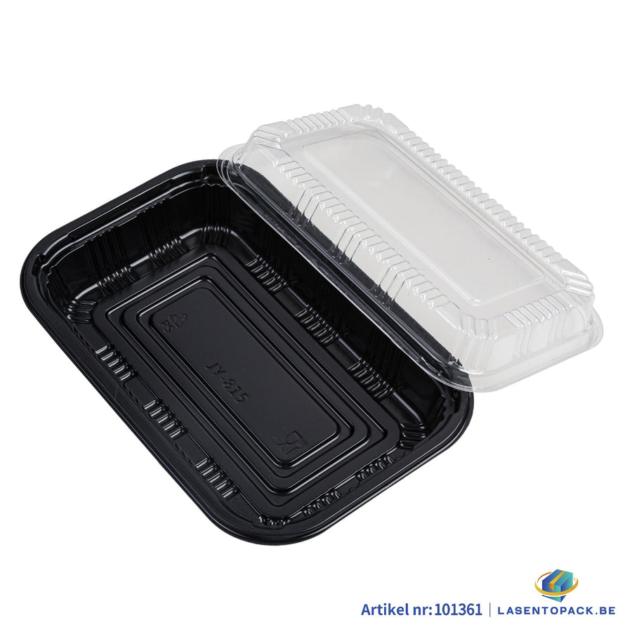 400x Sushi Tray + Deksel 205x133x34mm – Zwart