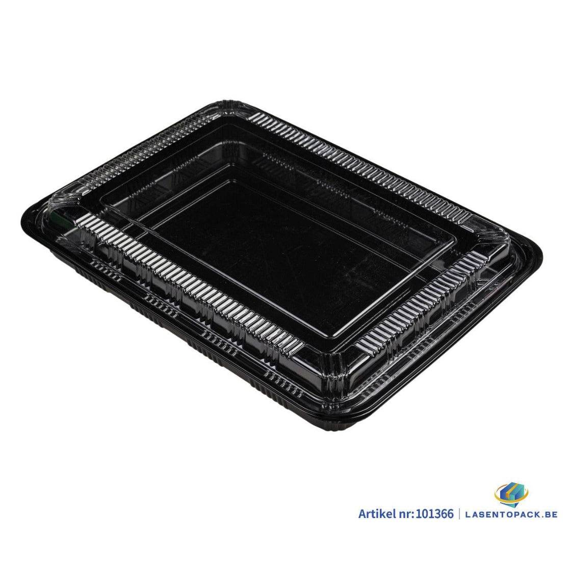200x Sushi Tray + Deksel 331x245x33mm – Zwart