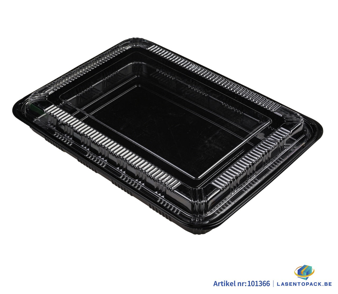 200x Sushi Tray + Deksel 331x245x33mm – Zwart