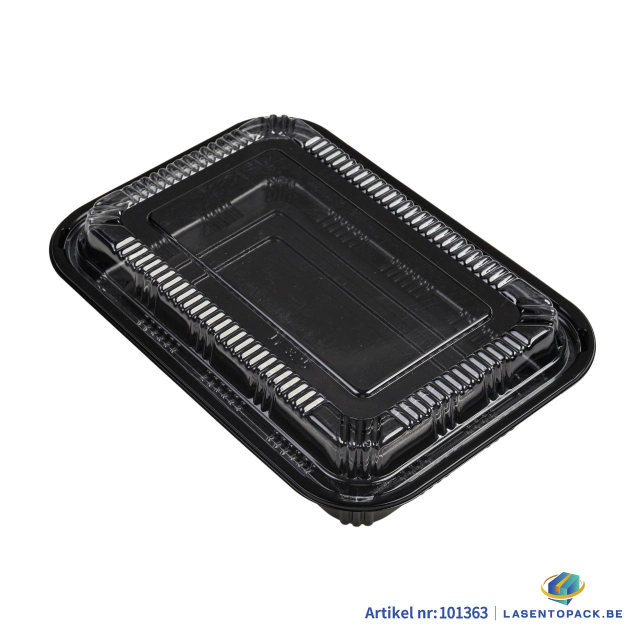 300x Sushi Tray + Deksel 233x163x34mm – Zwart