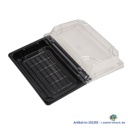 400x Sushi Tray + Deksel 165x115x20mm – Zwart