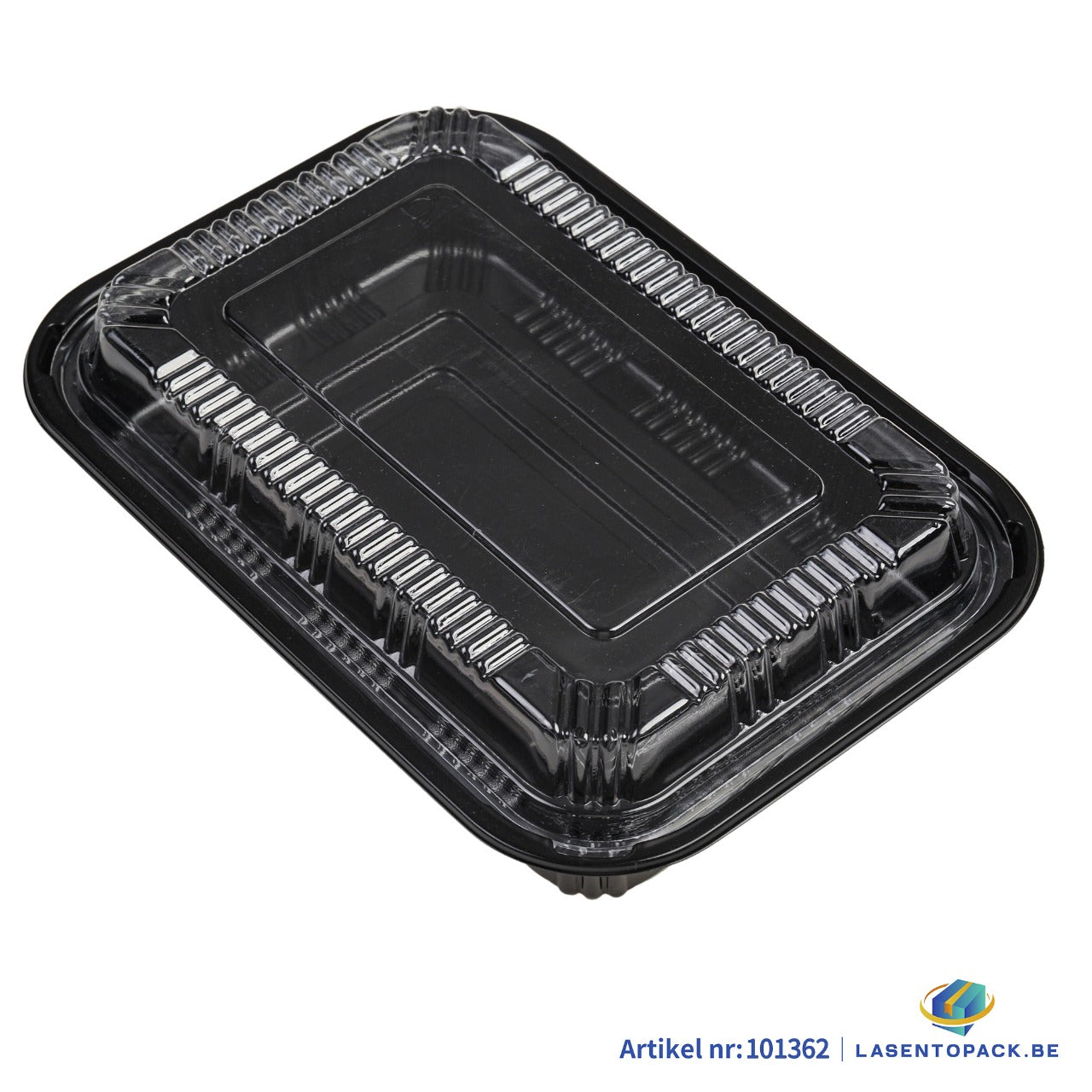 300x Sushi Tray + Deksel 210x145x35mm – Zwart