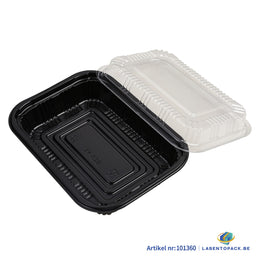 400x Sushi Tray + Deksel 185x133x34mm – Zwart