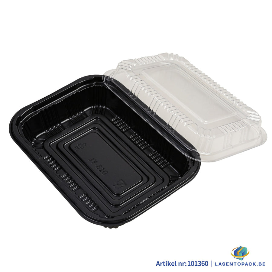 400x Sushi Tray + Deksel 185x133x34mm – Zwart