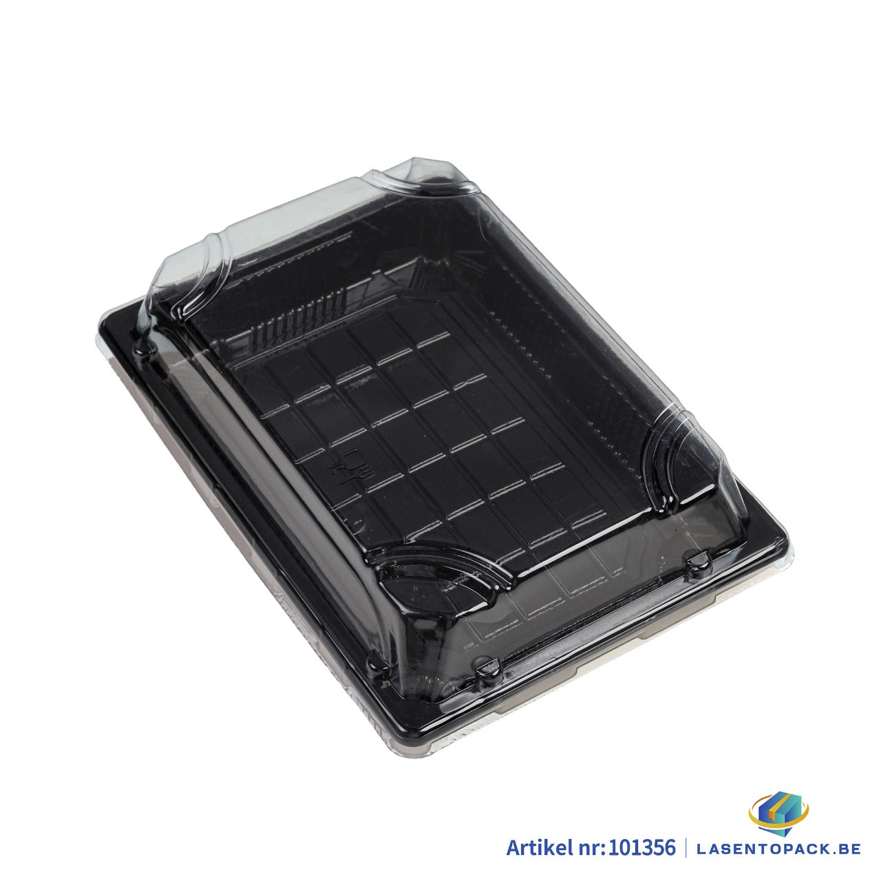 400x Sushi Tray + Deksel 185x130x20mm – Zwart