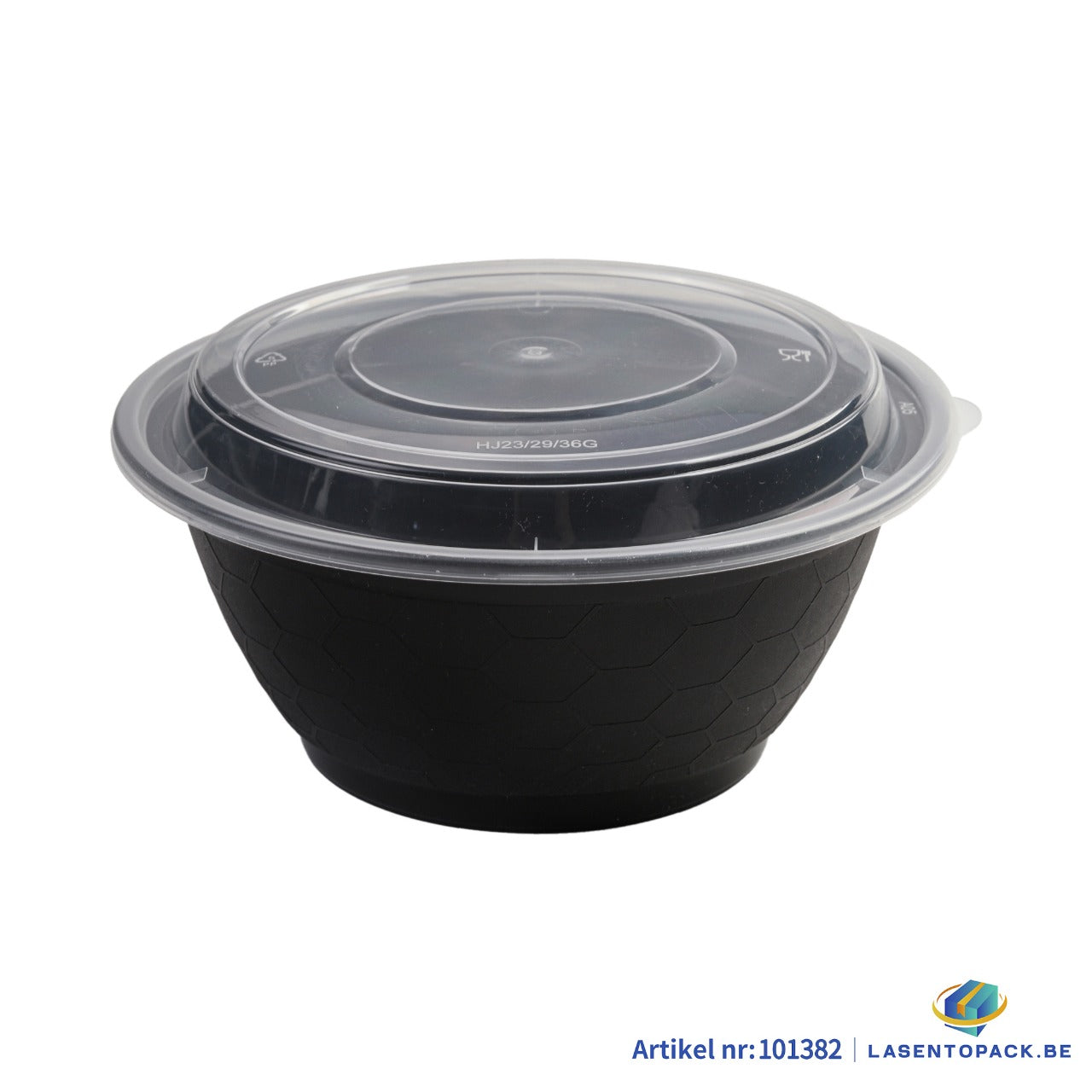 150x Asian Soep / Poke Bowl met deksel 1120 ml Zwart PP (set)