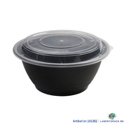 150x Asian Soep / Poke Bowl met deksel 1120 ml Zwart PP (set)