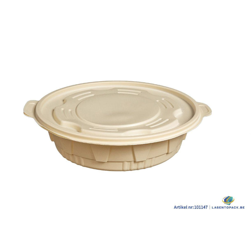 100x Milchschüssel 2500 ml mit Deckel Ø 27,9 cm Gemaakt von PP &amp; Mais