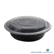150x Asian Soep / Poke Bowl met deksel 700 ml Zwart PP (set)