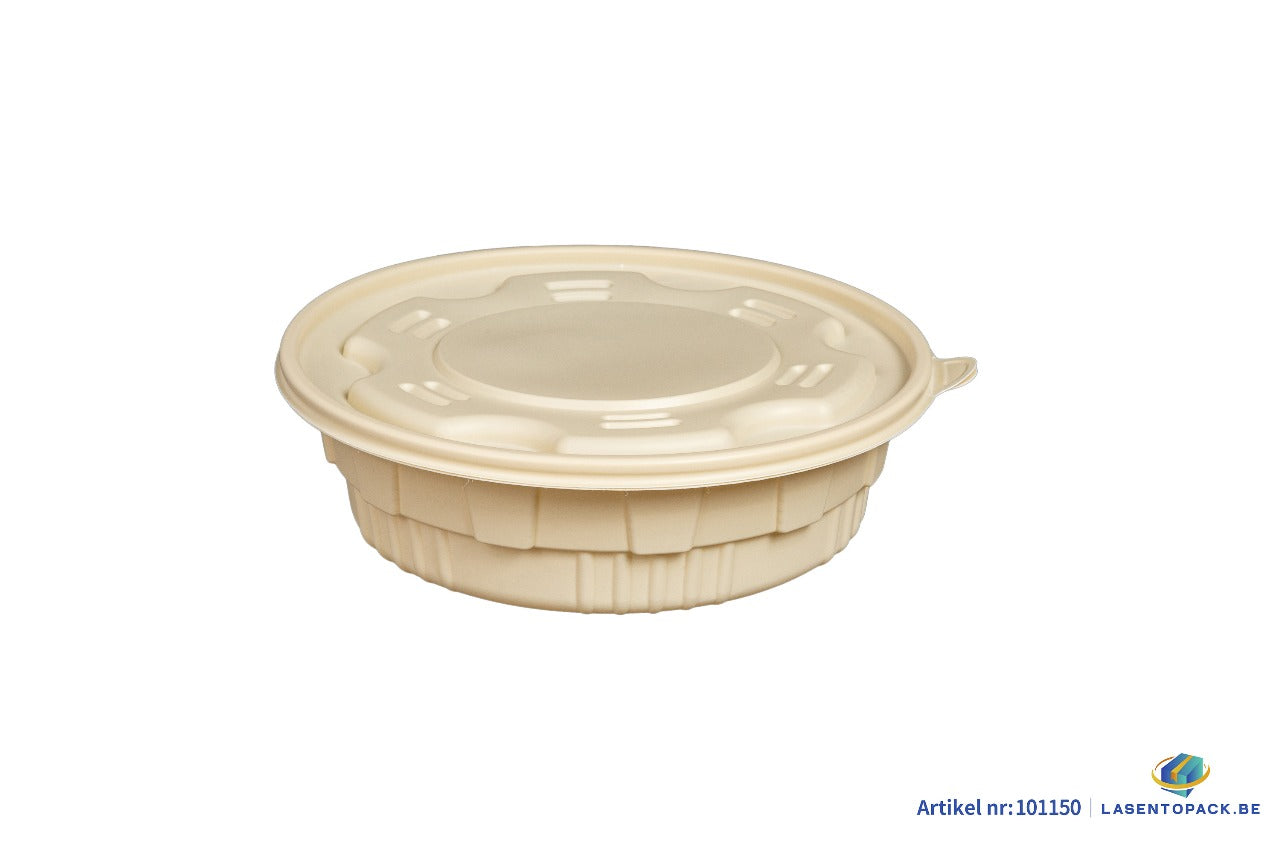 200x Maaltijdbowl 1250 ml met Deksel Ø 20,5 cm Gemaakt van PP & Maïs