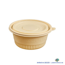 300x Maaltijdbowl 650ml met Deksel Ø 15 cm  Soep to go Gemaakt van PP & Maïs