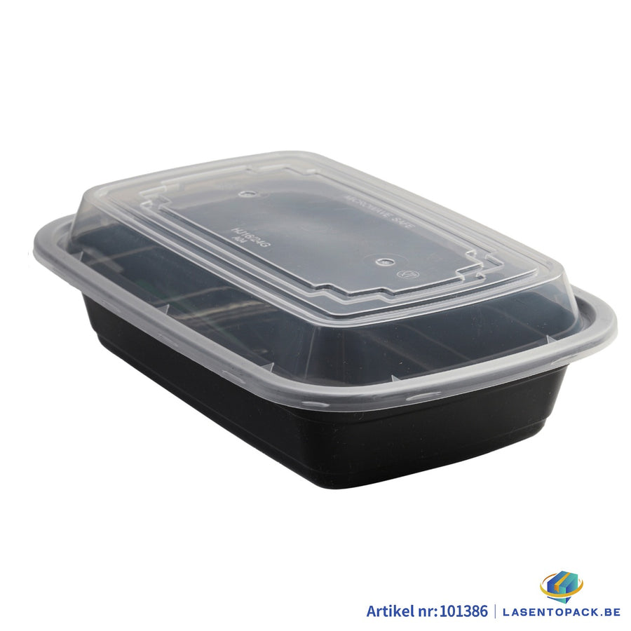 150x Maaltijdbak PP 710ml met Deksel – Zwart | Stevig en Herbruikbaar (Set)