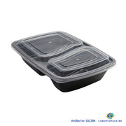 150x Maaltijdbak PP 800ml 2-Vaks met Deksel – Zwart | Stevig en Herbruikbaar (Set)
