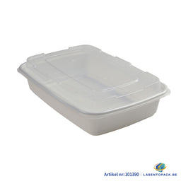 150x Maaltijdbak PP 1070ml met Deksel – Wit | Stevig en Herbruikbaar (Set)
