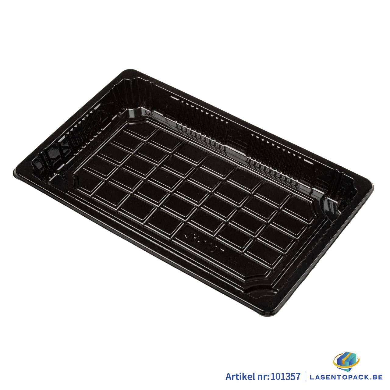 400x Sushi Tray + Deksel 220x135x20mm – Zwart