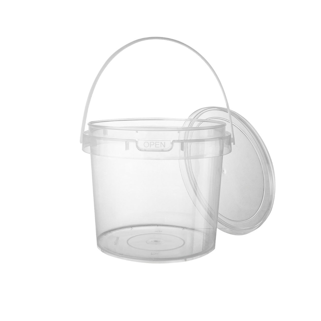 200x PP potten met deksel 1500 ml – Ø 137 en H 130 mm – met verzegelbare sluiting en hengsel- transparant