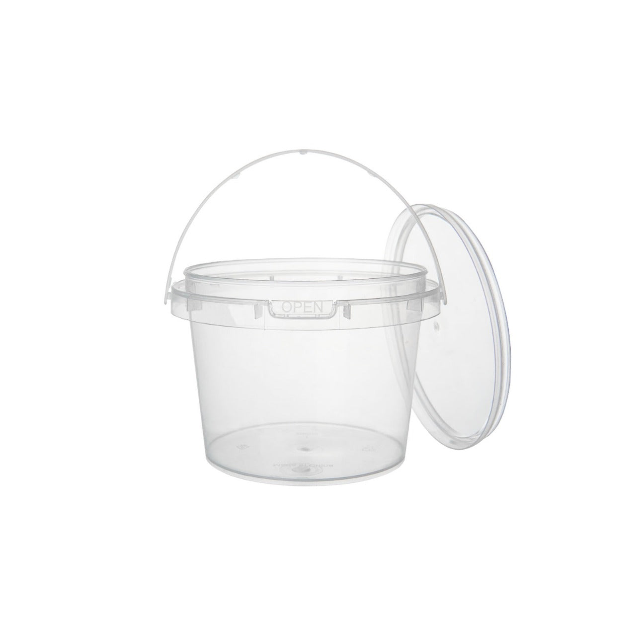 600x PP potten met deksel 300 ml – Ø 90 en H 75 mm – met verzegelbare sluiting en hengsel- transparant