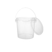 400x PP potten met deksel 750 ml – Ø 112 en H 110 mm – met verzegelbare sluiting en hengsel- transparant