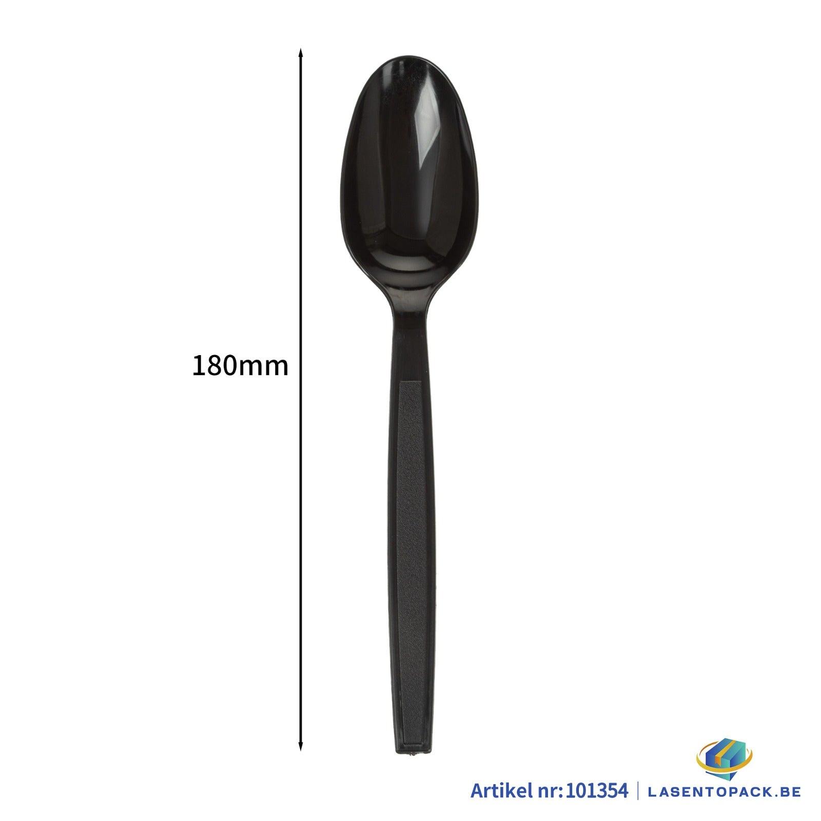 Lepels reusable herbruikbaar zwart bestek PS 180mm a 2000 stuks