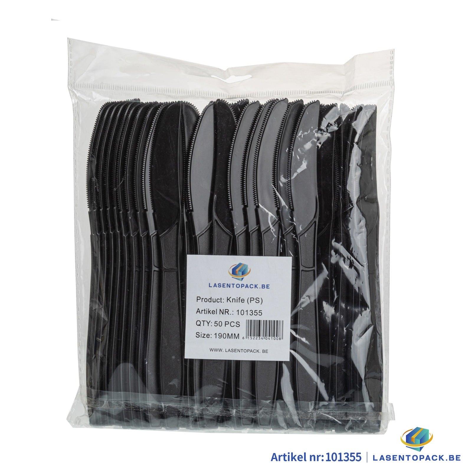 Herbruikbare Zwarte Messen PS 190 mm – 2000 stuks