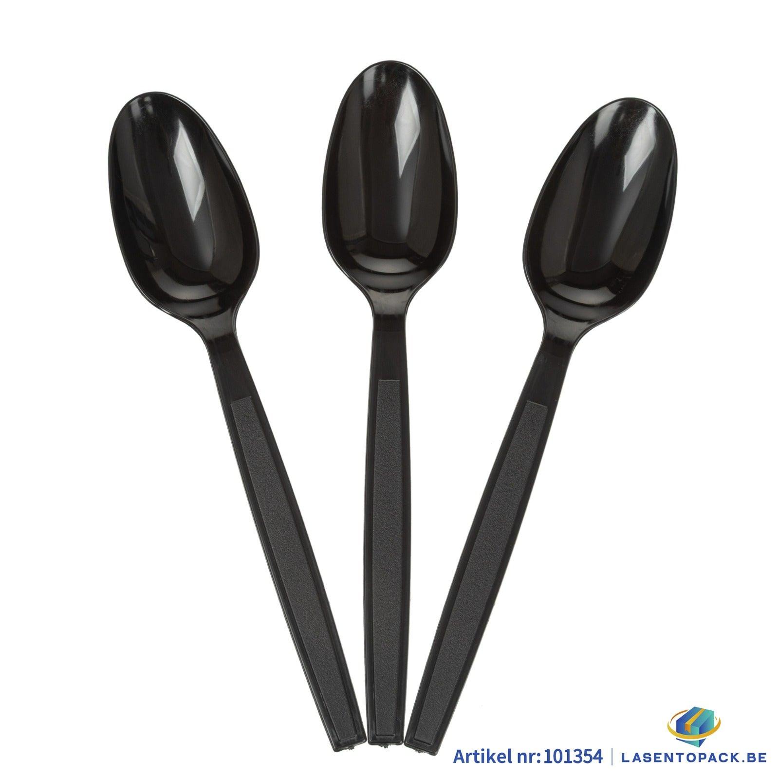 Lepels reusable herbruikbaar zwart bestek PS 180mm a 2000 stuks