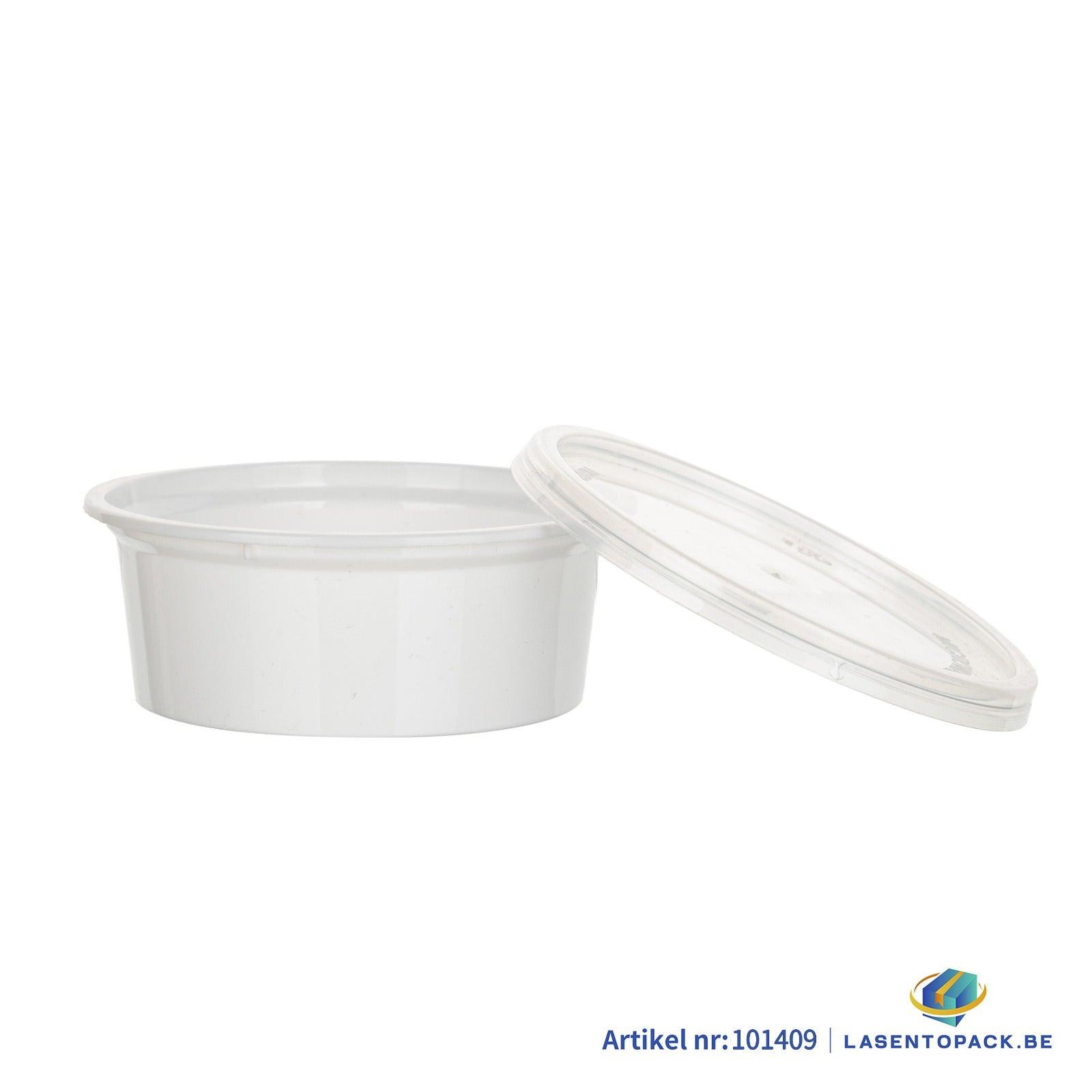 1000x PP Sauscup  50/60cc  2 oz Wit Ø74mm inclusief deksel