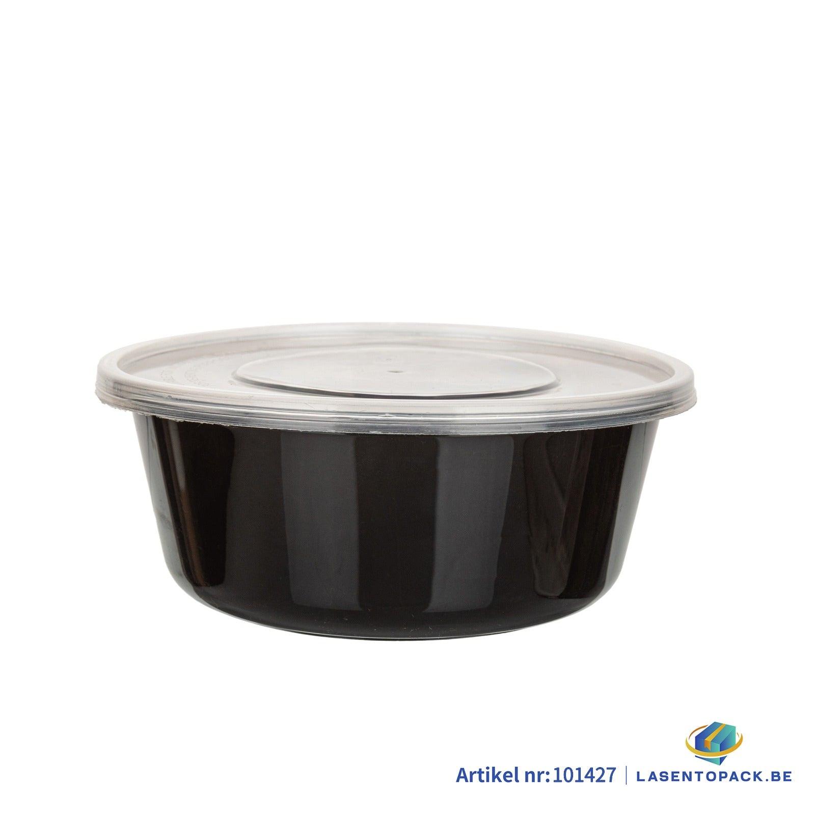 300x asiatischer Soep- von Pokébowl + Deksel – 500/600 ml 20oz – Zwart – Herbruikbaar PP Ø148mm