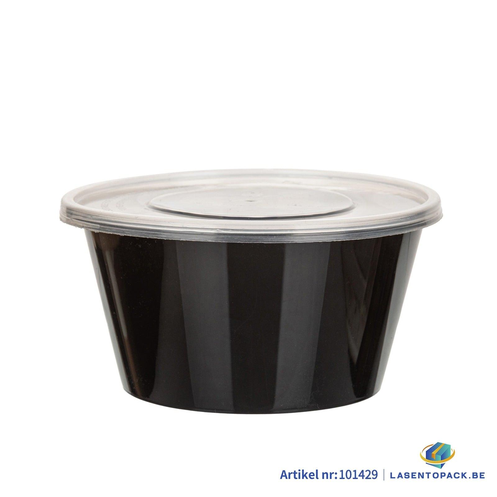 300x Asiatischer Soep- of Pokébowl + Deksel – 840 ml 28oz – Zwart – Herbruikbaar PP Ø149mm